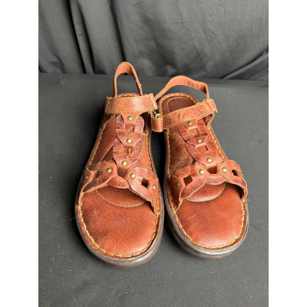 Born Chestnut Brown Leather Strappy Studded Sandals W81802 Size 10 - Picture 5 of 8